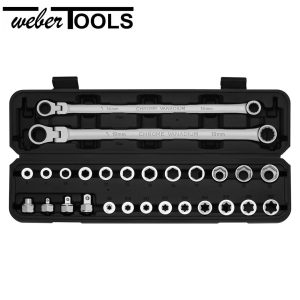 WT-5027 Dubbele ring-ratelsleutel set extra lang 27 delig