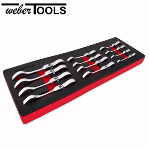 WT-8908 Module de 12 clés mixtes à cliquet extra courtes tête inclinable